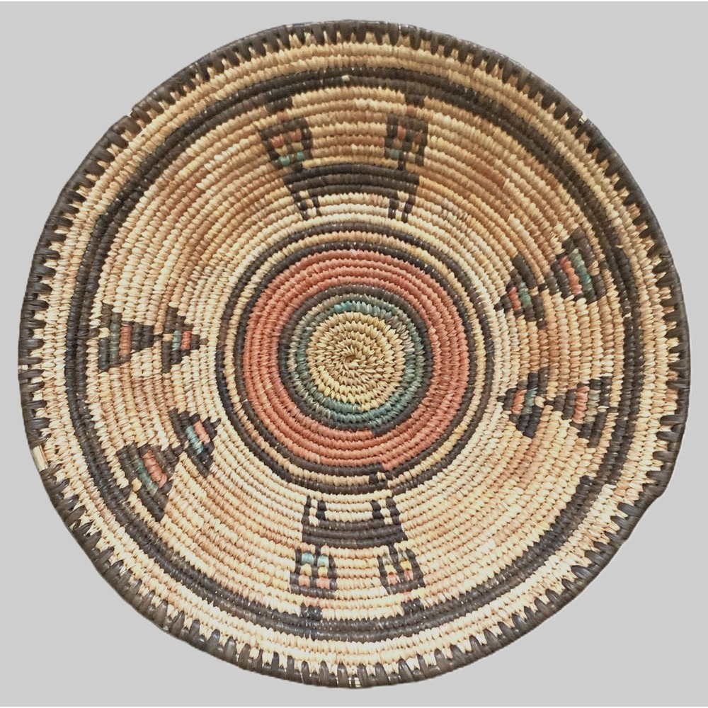 Vtg African 13" Wedding Basket Native Hausa Tribal Coiled Basket Bowl Wall Decor